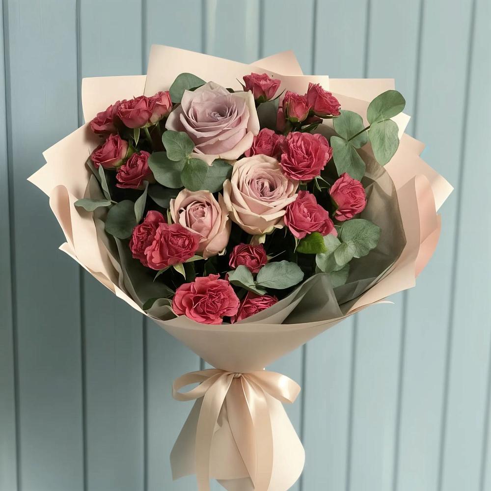 Букет цветов из: Гвоздики и Розы в Горшково