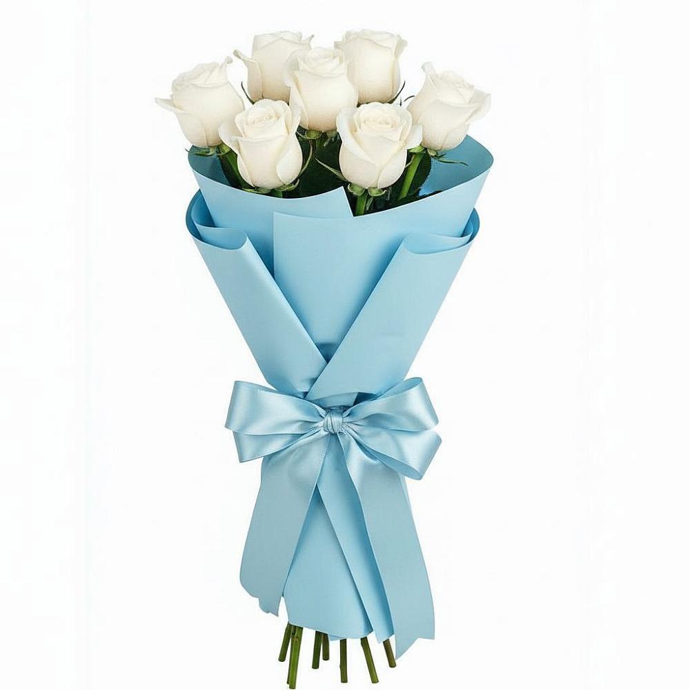 Букет 7 белых роз Проуд в Горшково