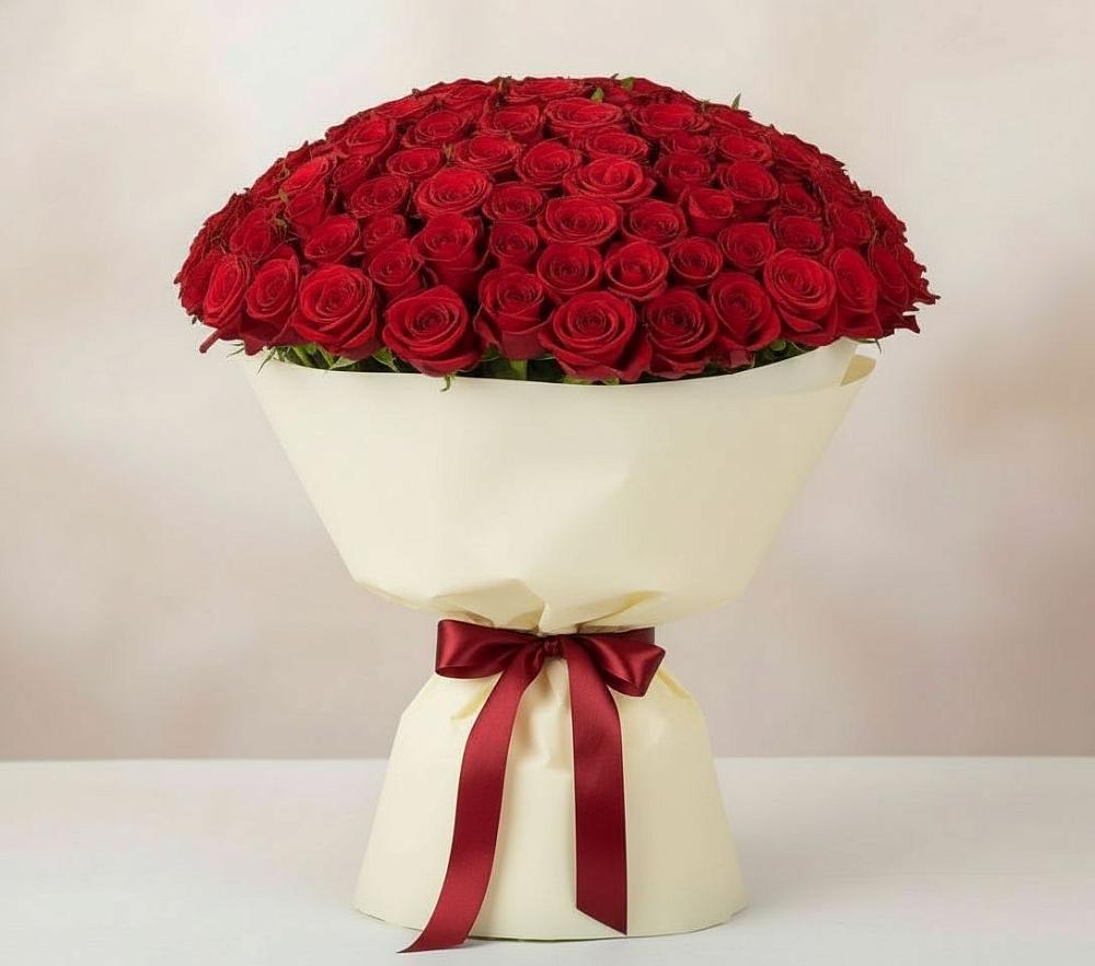 Букет 101 Красная роза Милано в Горшково