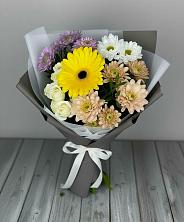 Букет цветов из:  Розы, Герберы и Хризантемы в Горшково