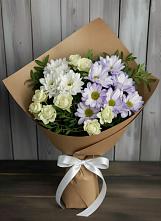 Букет цветов из:  Хризантемы и Розы в Горшково