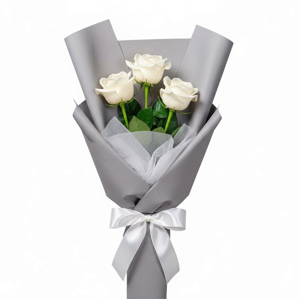 Букет 3 белые розы в Горшково