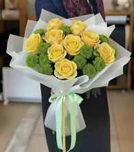 Букет цветов из:  Хризантемы и Розы в Горшково