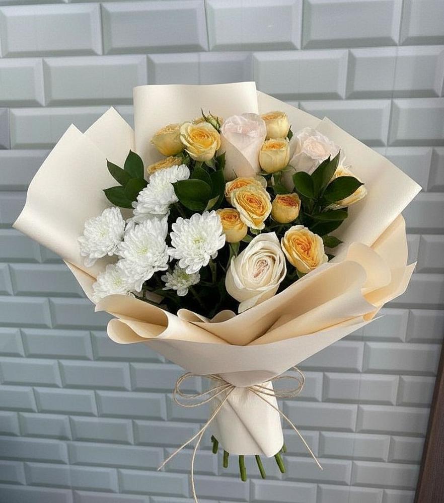 Букет цветов из: Розы и Хризантемы в Горшково