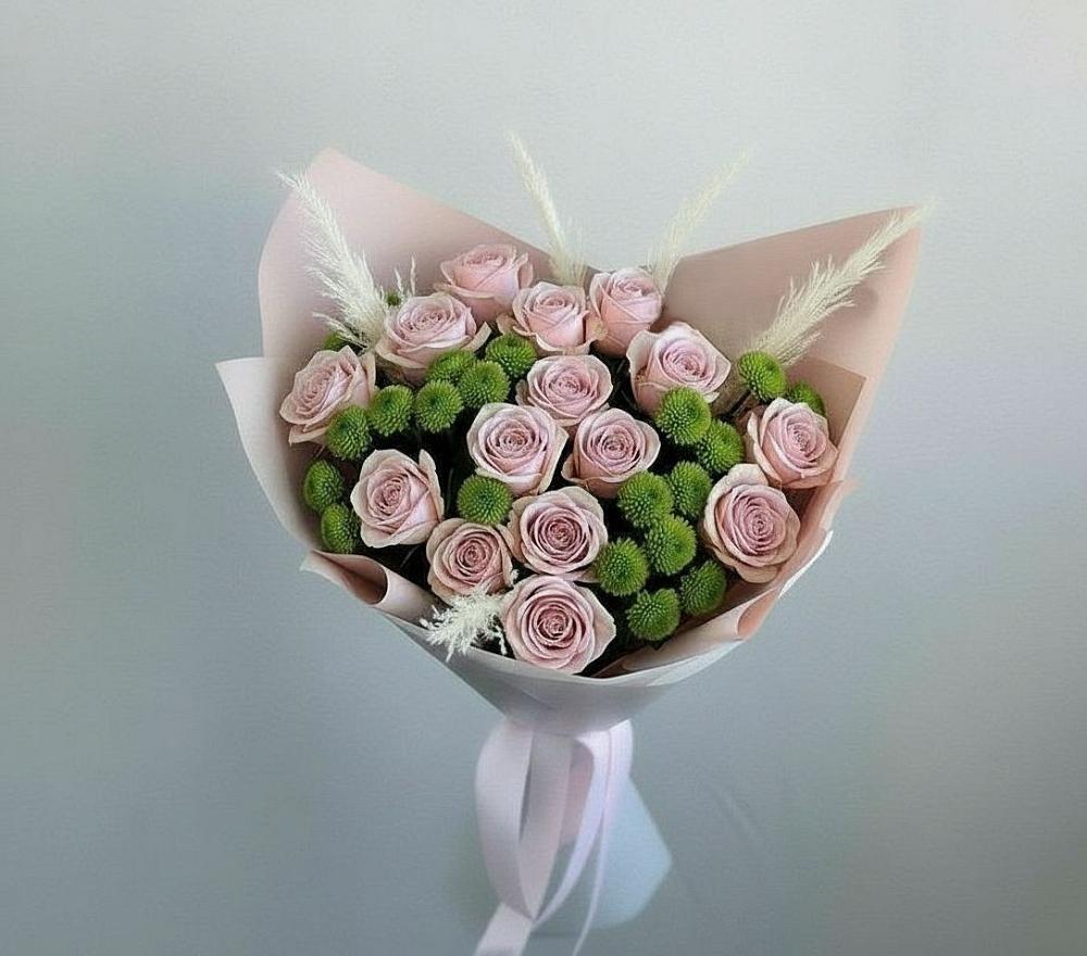 Букет цветов из: Розы и Хризантемы в Горшково