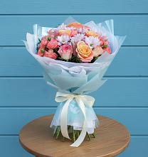 Букет цветов из:  Хризантемы и Розы в Горшково