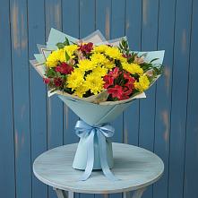 Букет цветов из:  Альстромерии и Хризантемы в Горшково